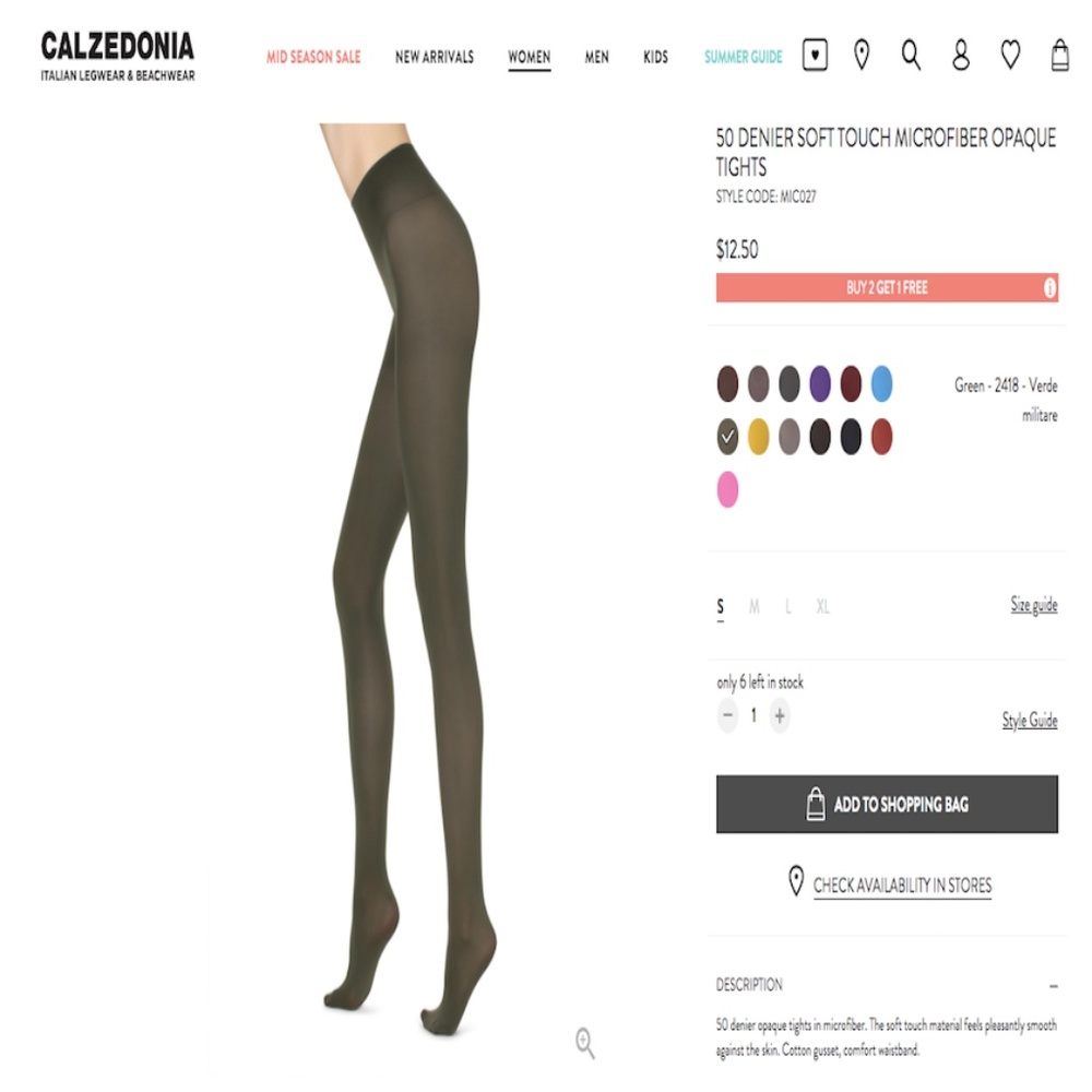 50 Denier Soft Touch Microfiber Opaque Tights